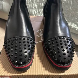 Christian Louboutin Louis strass leopard flat veau velours 46